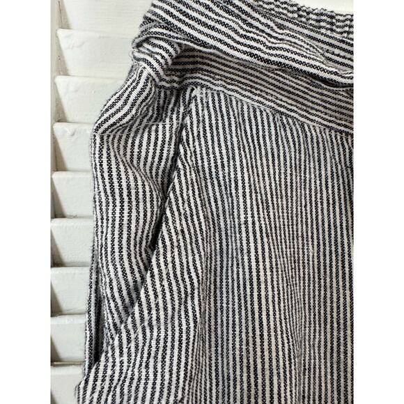 Max Studio Striped Linen Rayon Waist Tie High Waisted Pants - Picture 5 of 13